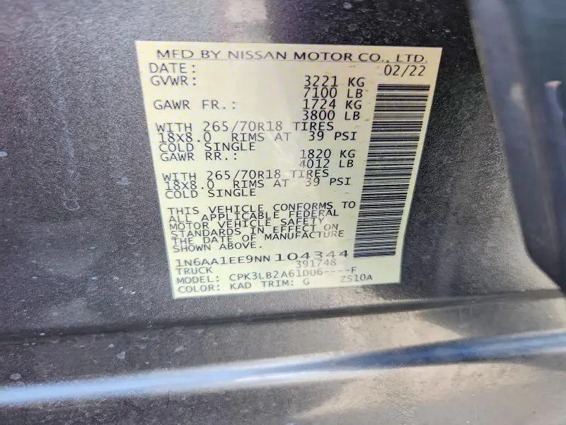 2022 NISSAN TITAN S  