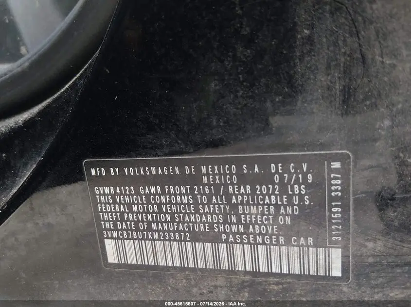 2019 VOLKSWAGEN JETTA 1.4T R-LINE/1.4T S/1.4T SE