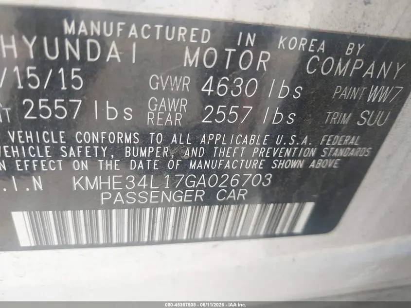 2016 HYUNDAI SONATA HYBRID LIMITED