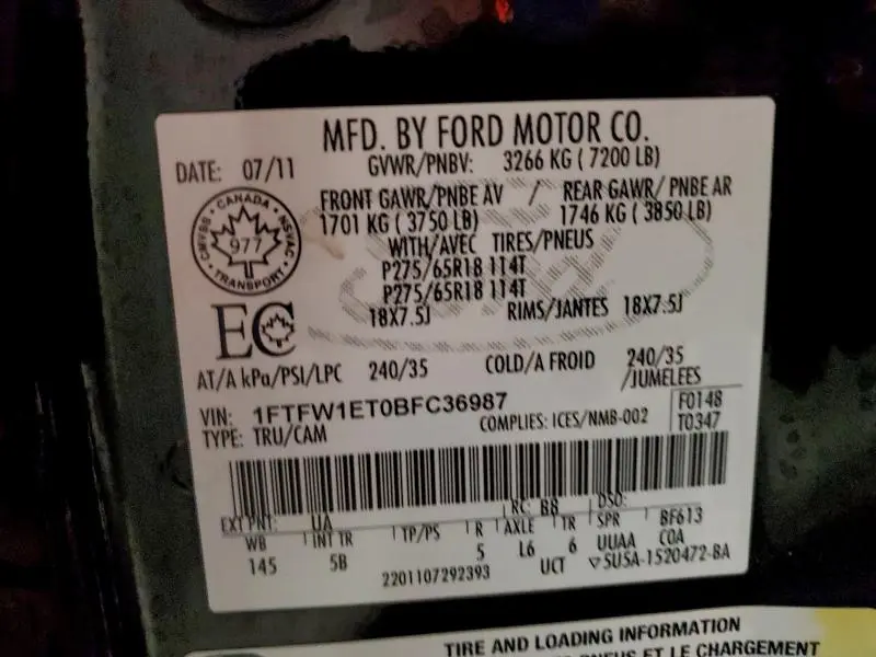 2011 FORD F150 SUPERCREW  