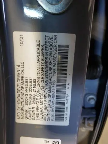 2021 HONDA ACCORD SPORT SE  