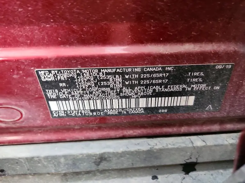2019 TOYOTA RAV4 LE  