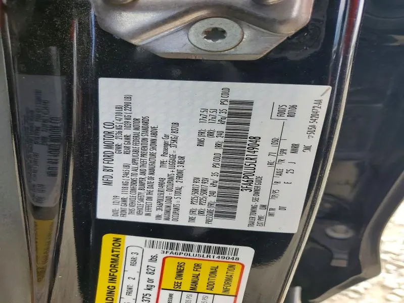 2020 FORD FUSION SE  