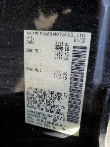 2010 NISSAN MAXIMA S  