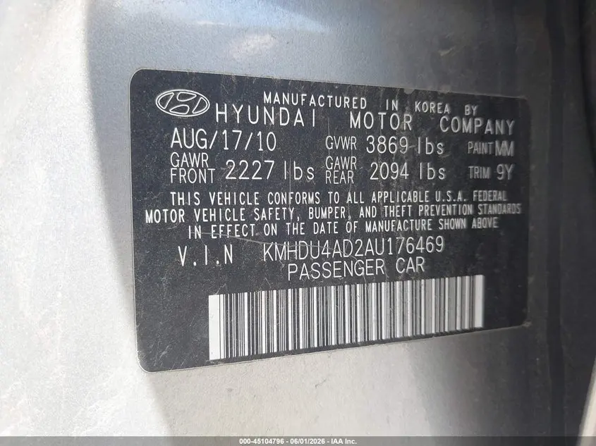 2010 HYUNDAI ELANTRA GLS