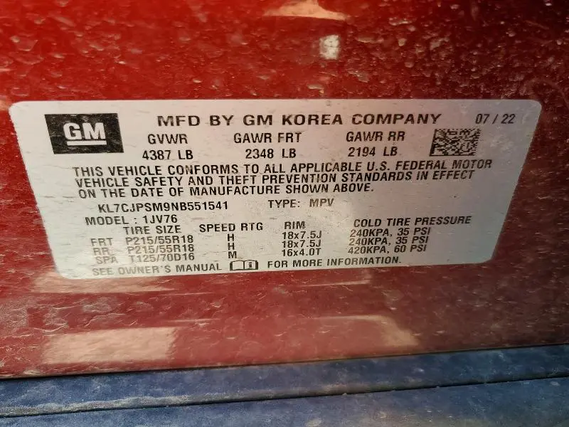2022 CHEVROLET TRAX 1LT  
