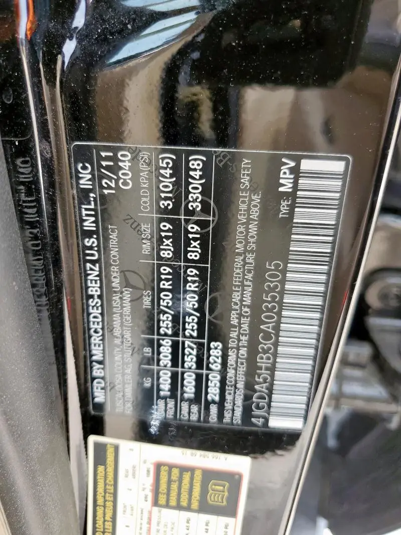 2012 MERCEDES-BENZ ML 350 4MATIC  