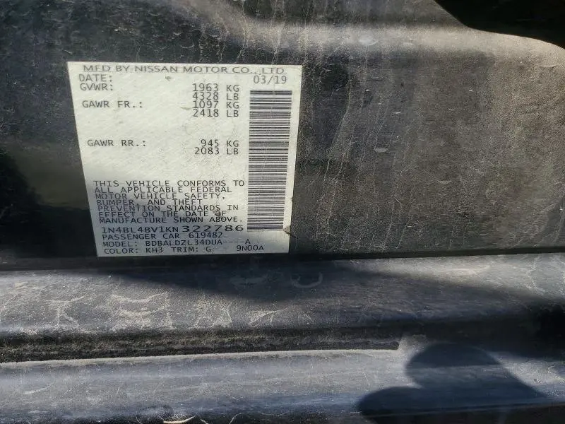 2019 NISSAN ALTIMA 2.5 S  