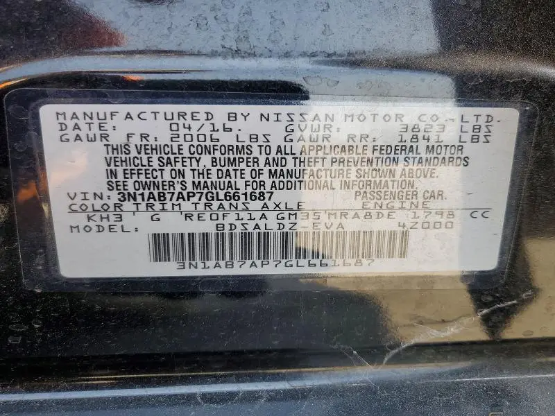 2016 NISSAN SENTRA SV  