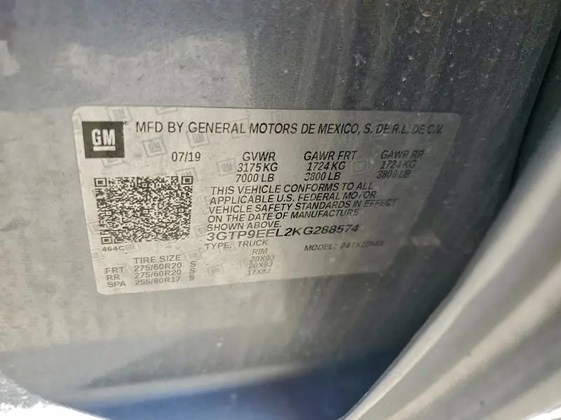 2019 GMC SIERRA K1500 AT4  