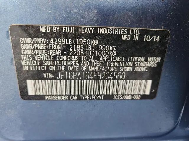 2015 SUBARU IMPREZA SPORT  