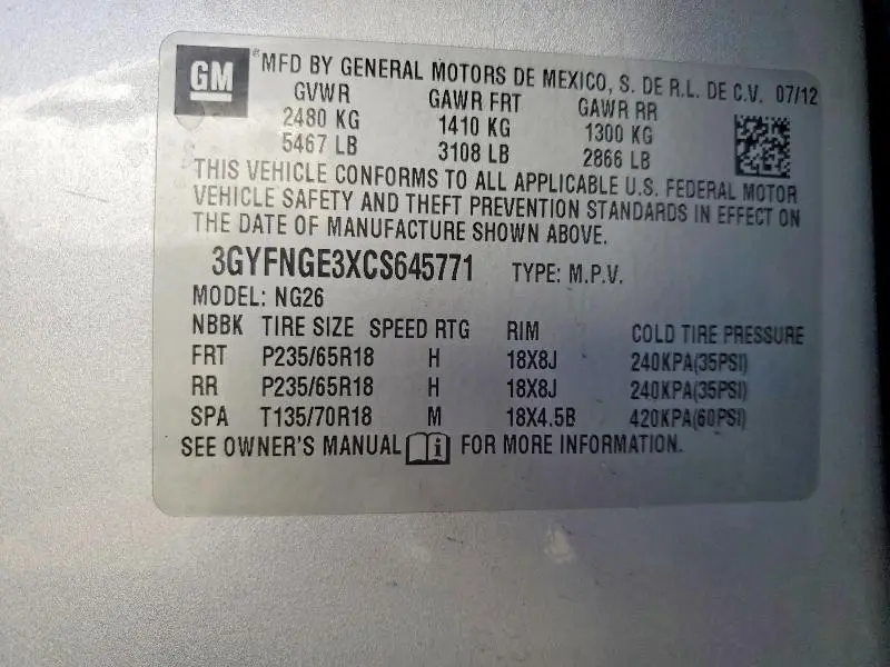 2012 CADILLAC SRX   