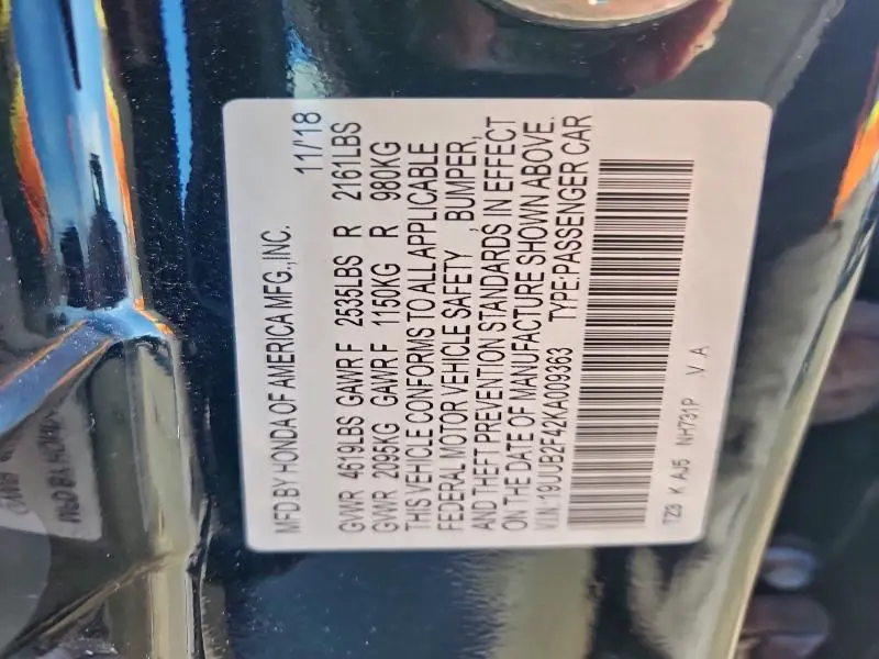 2019 ACURA TLX TECHNOLOGY  