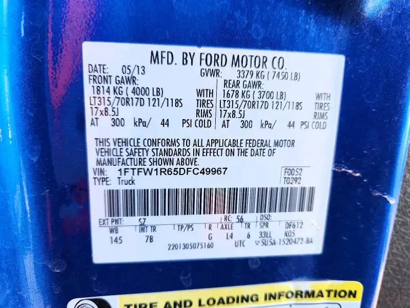 2013 FORD F150 SVT RAPTOR  