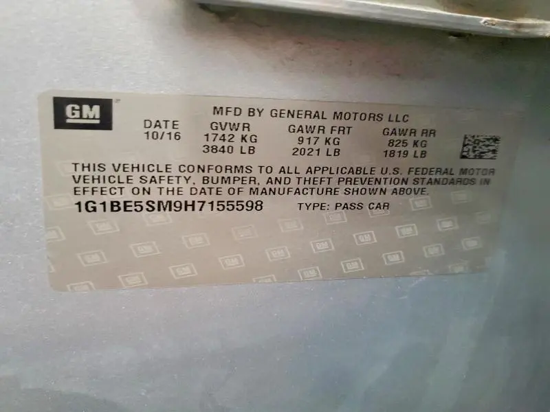 2017 CHEVROLET CRUZE LT  