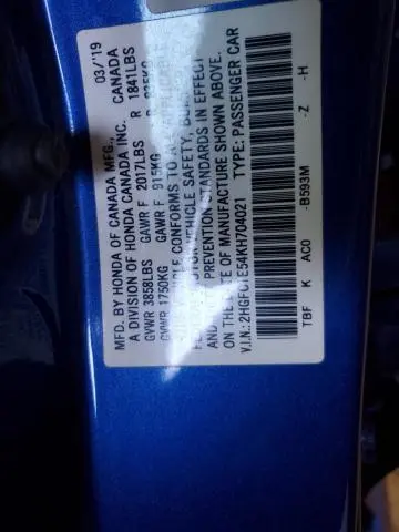 2019 HONDA CIVIC SI