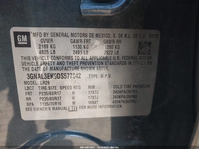 2013 CHEVROLET CAPTIVA SPORT LT