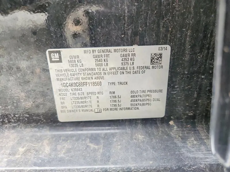 2015 CHEVROLET SILVERADO K3500 LTZ  