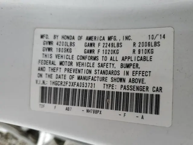 2015 HONDA ACCORD LX  