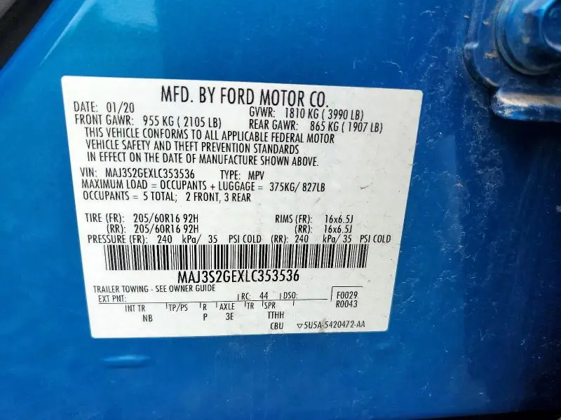 2020 FORD ECOSPORT SE  