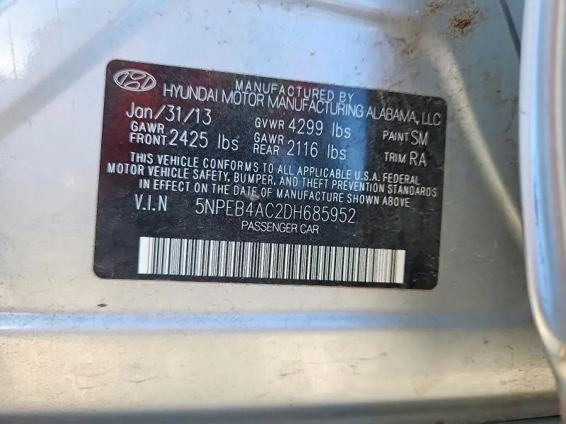 2013 HYUNDAI SONATA GLS  