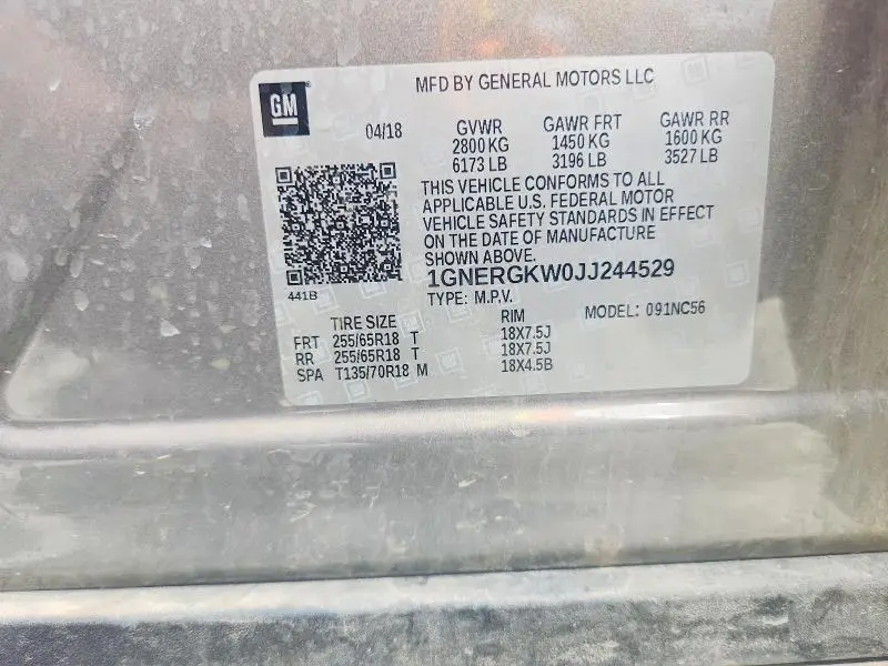 2018 CHEVROLET TRAVERSE LT  