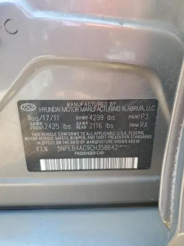 2012 HYUNDAI SONATA GLS  