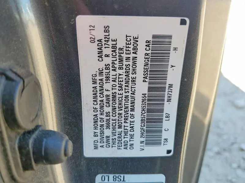 2012 HONDA CIVIC LX  