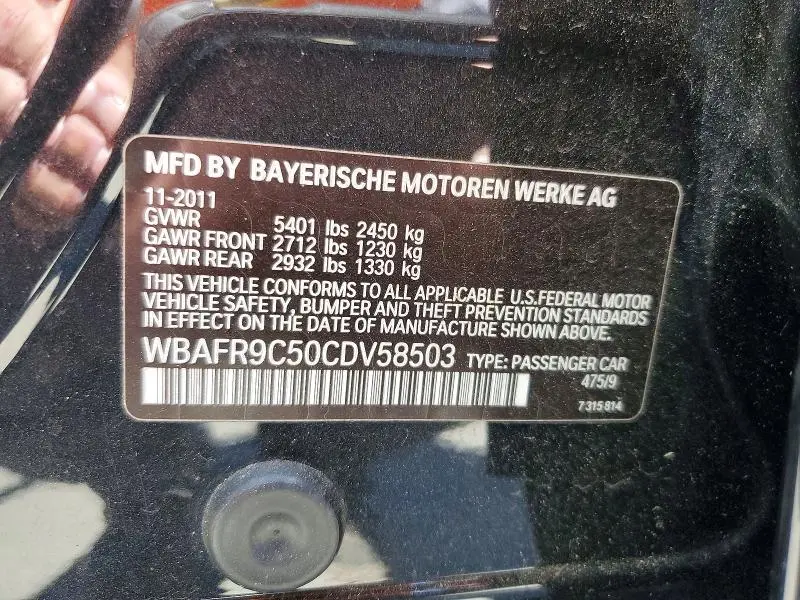 2012 BMW 550 I  