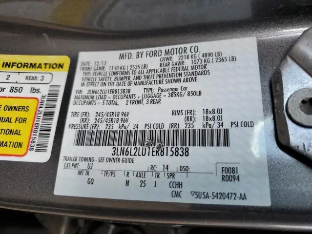 2014 LINCOLN MKZ HYBRID  