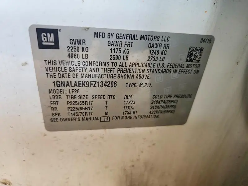 2015 CHEVROLET EQUINOX LS  