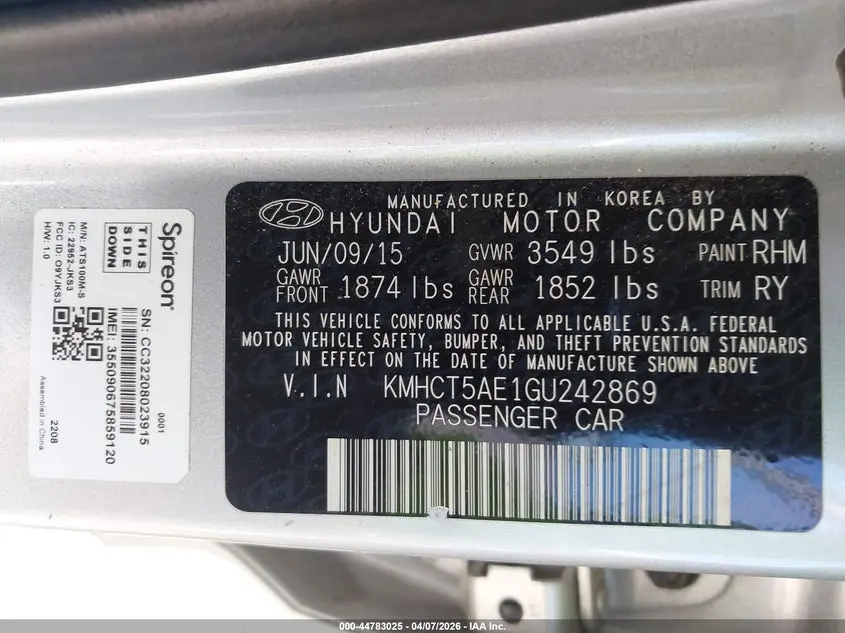 2016 HYUNDAI ACCENT SE