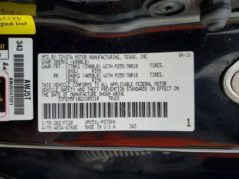 2016 TOYOTA TUNDRA CREWMAX SR5  