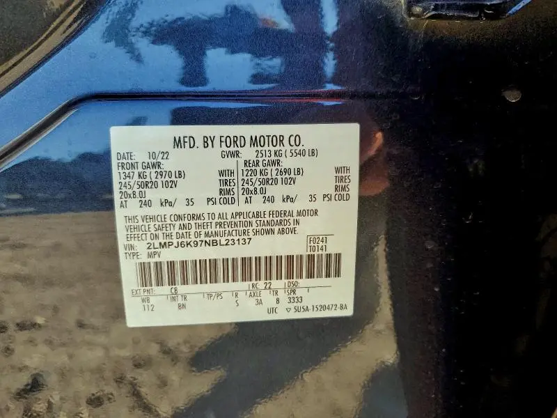 2022 LINCOLN NAUTILUS RESERVE  