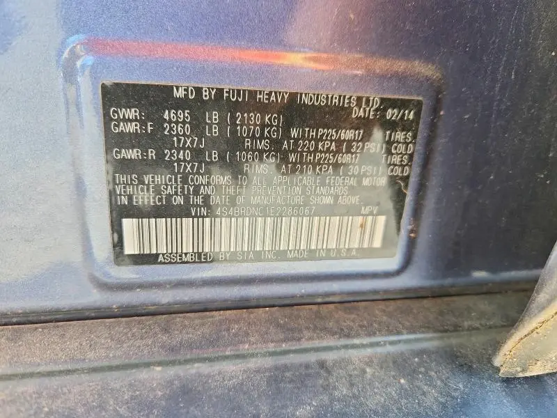 2014 SUBARU OUTBACK 3.6R LIMITED  