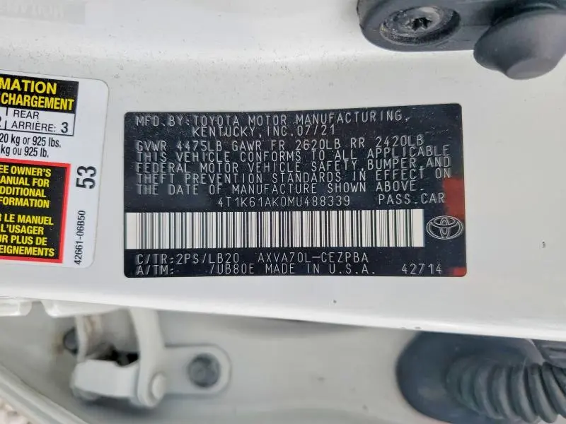 2021 TOYOTA CAMRY XSE  