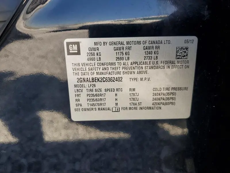 2012 CHEVROLET EQUINOX LS  
