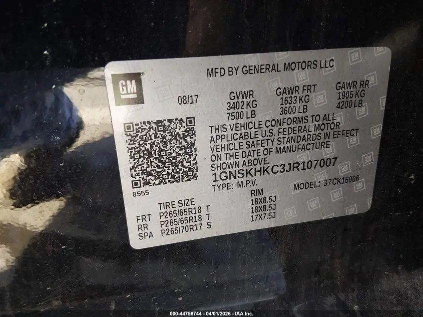2018 CHEVROLET SUBURBAN LT