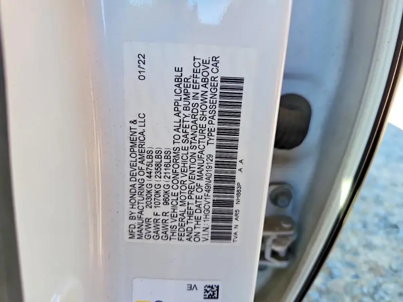 2022 HONDA ACCORD SPORT SE  