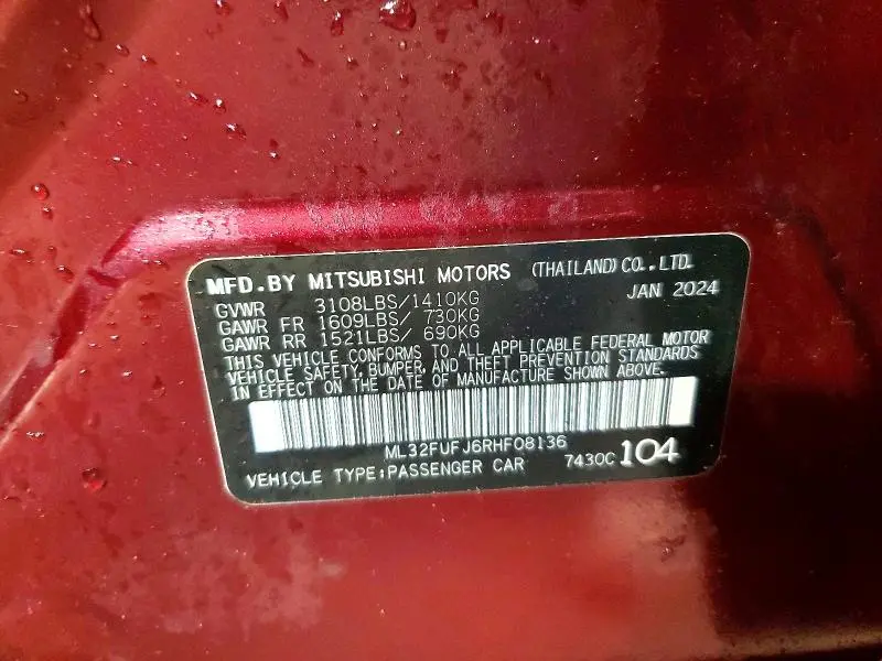 2024 MITSUBISHI MIRAGE G4 ES  
