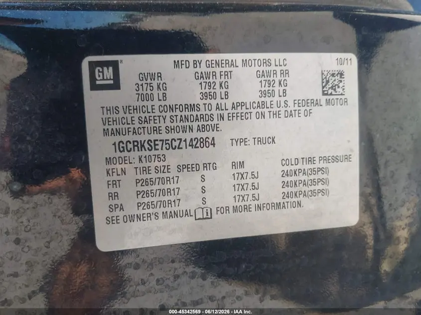 2012 CHEVROLET SILVERADO 1500 LT