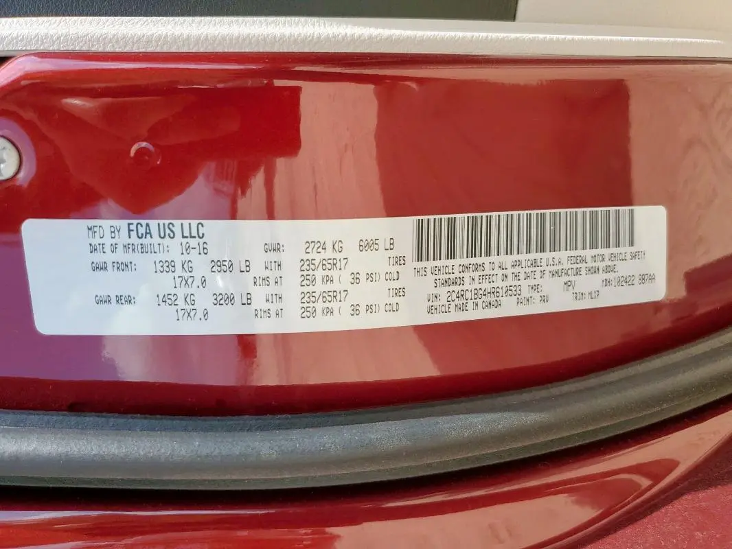 2017 CHRYSLER PACIFICA TOURING L  