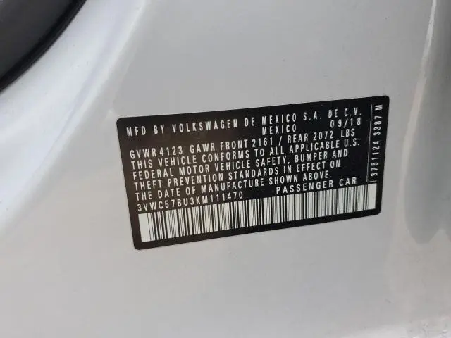 2019 VOLKSWAGEN JETTA S  