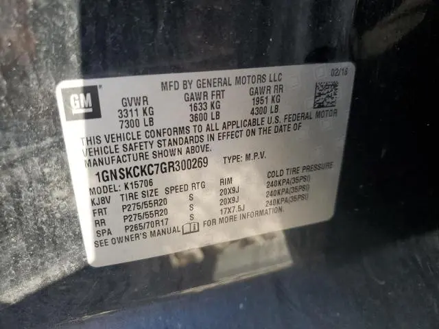 2016 CHEVROLET TAHOE K1500 LTZ  