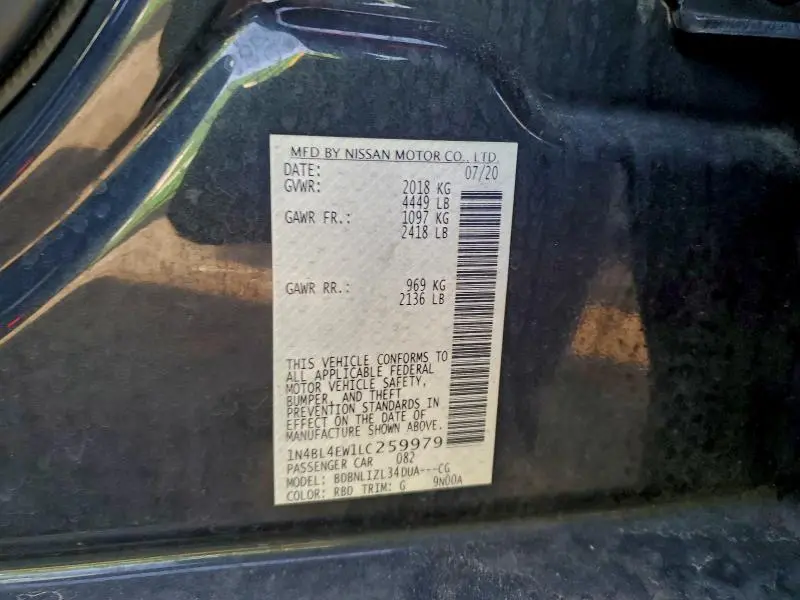 2020 NISSAN ALTIMA SL  