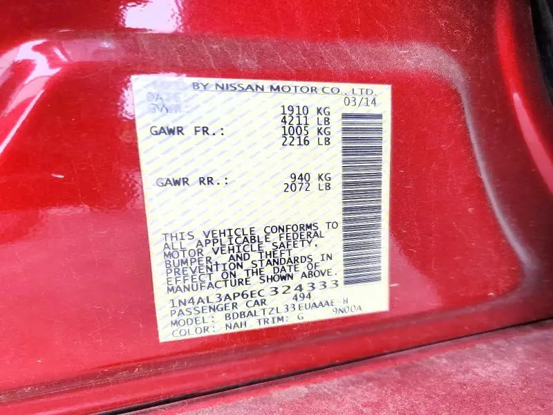 2014 NISSAN ALTIMA 2.5 SV  