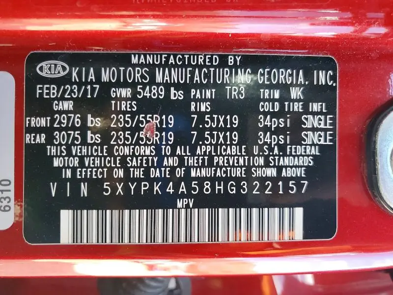 2017 KIA SORENTO SX V6  
