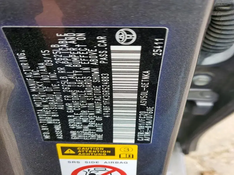 2016 TOYOTA CAMRY LE  