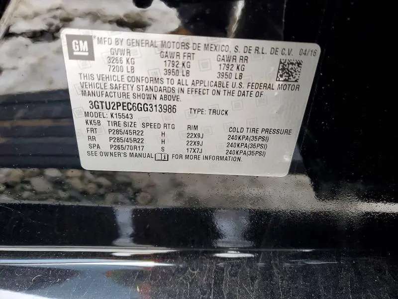 2016 GMC SIERRA K1500 DENALI  