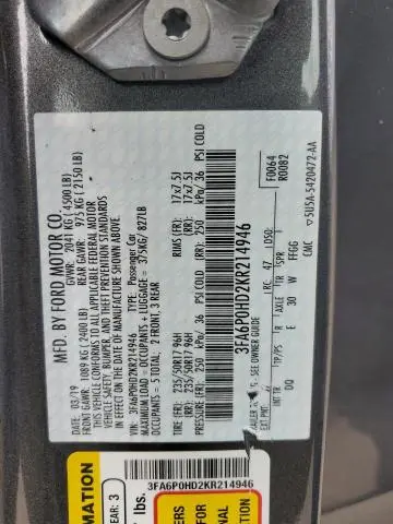 2019 FORD FUSION SE  
